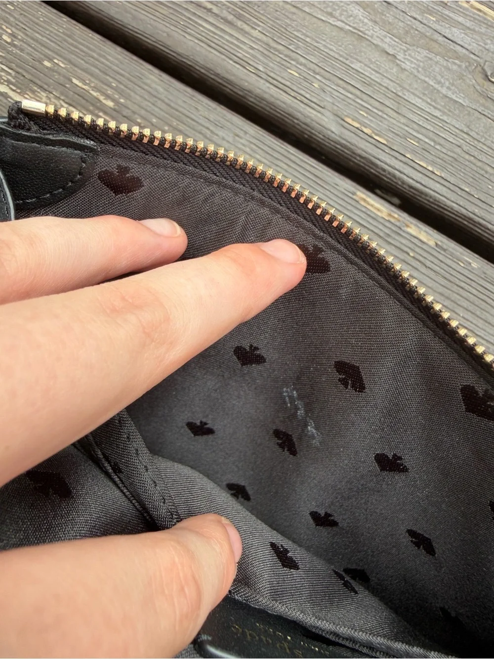 kate spade Two-Tone Black and Cream Wristlet with Zip Pocket